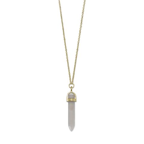 Gold plated sterling silver necklace with gray moonstone pendant