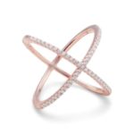 Sterling rose gold plate X ring #83598