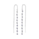 Sterling silver threader earrings with tanzanite beads