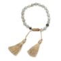 Adjustable fashion bracelet with matte amazonite beads and camel tassels