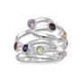 Multi color stones sterling silver ring