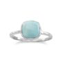Stackable textured sterling silver ring set with a cushion cut turquoise