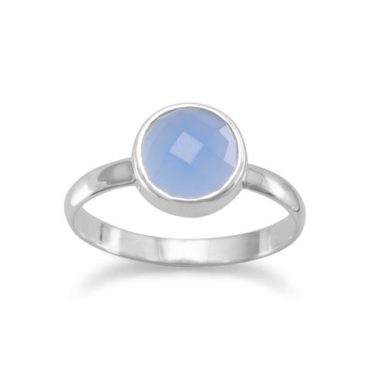 Faceted Round Chalcedony Sterling Silver Ring