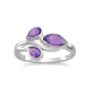 two pear shape and one marquise cut amethyst flow on this sterling silver ring