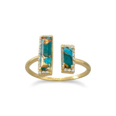 Copper Turquoise 14kt Gold Plated Sterling Silver ring