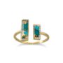 Baguette cut copper turquoise gold plated sterling silver ring