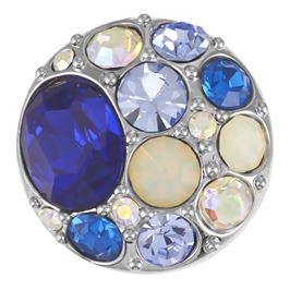 This snap from Ginger Snaps© features a medley of blue gems over a rhodium plated base
