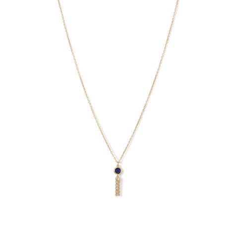 Sterling silver with 14kt gold plate lapis tassel necklace