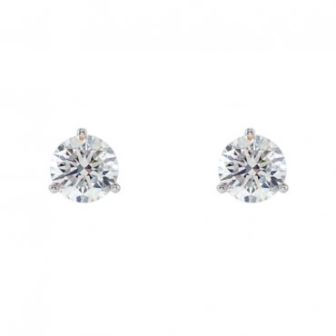 14Kt White Gold 3 Prong Natural Diamond Stud Earrings 1.00CT... 