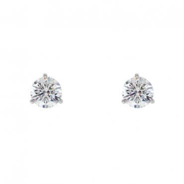 14Kt White Gold 3 Prong Natural Diamond Stud Earrings 0.65CT... 