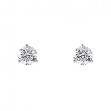 14Kt White Gold 3 Prong Natural Diamond Stud Earrings 0.75CT... 