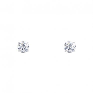 14Kt White Gold 4 Prong Natural Diamond Stud Earrings 0.30Ct... 