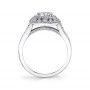 Side view of a white gold vintage style diamond engagement ring from the Sylvie Collection