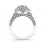 Side view of a white gold diamond engagement ring with milgrain accents from the Sylvie Collection