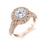 Rose gold diamond vintage style engagement ring with a halo setting from the Sylvie Collection