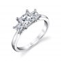 White gold three-stone diamond engagement ring from the Sylvie Collection featuring three princess cut diamonds