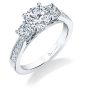 A white gold three stone diamond engagement ring from the Sylvie Collection