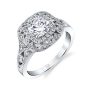 A vintage themed white gold engagement ring with diamonds from the Sylvie Collection