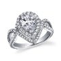 A white gold diamond engagement ring from the Sylvie Collection with a pear shaped diamond in the center