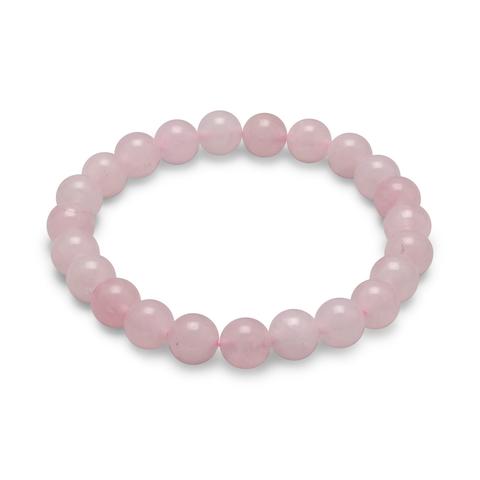 Stretch bracelet with polished rose quartz beads