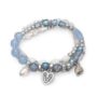 set of three fashion stretch bracelets with blue agate and crystal beads