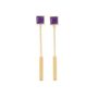 gold plated sterling silver drop earrings with bar and amethyst
