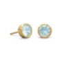 gold plated sterling silver hammered bezel cup blue topaz stud earrings