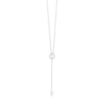 Sterling silver lariat necklace with circle and triangle accents