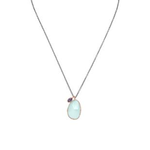 Chalcedony and Iolite Drop Necklace