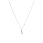 Rhodium plated sterling silver necklace with freshwater pearl drop pendant